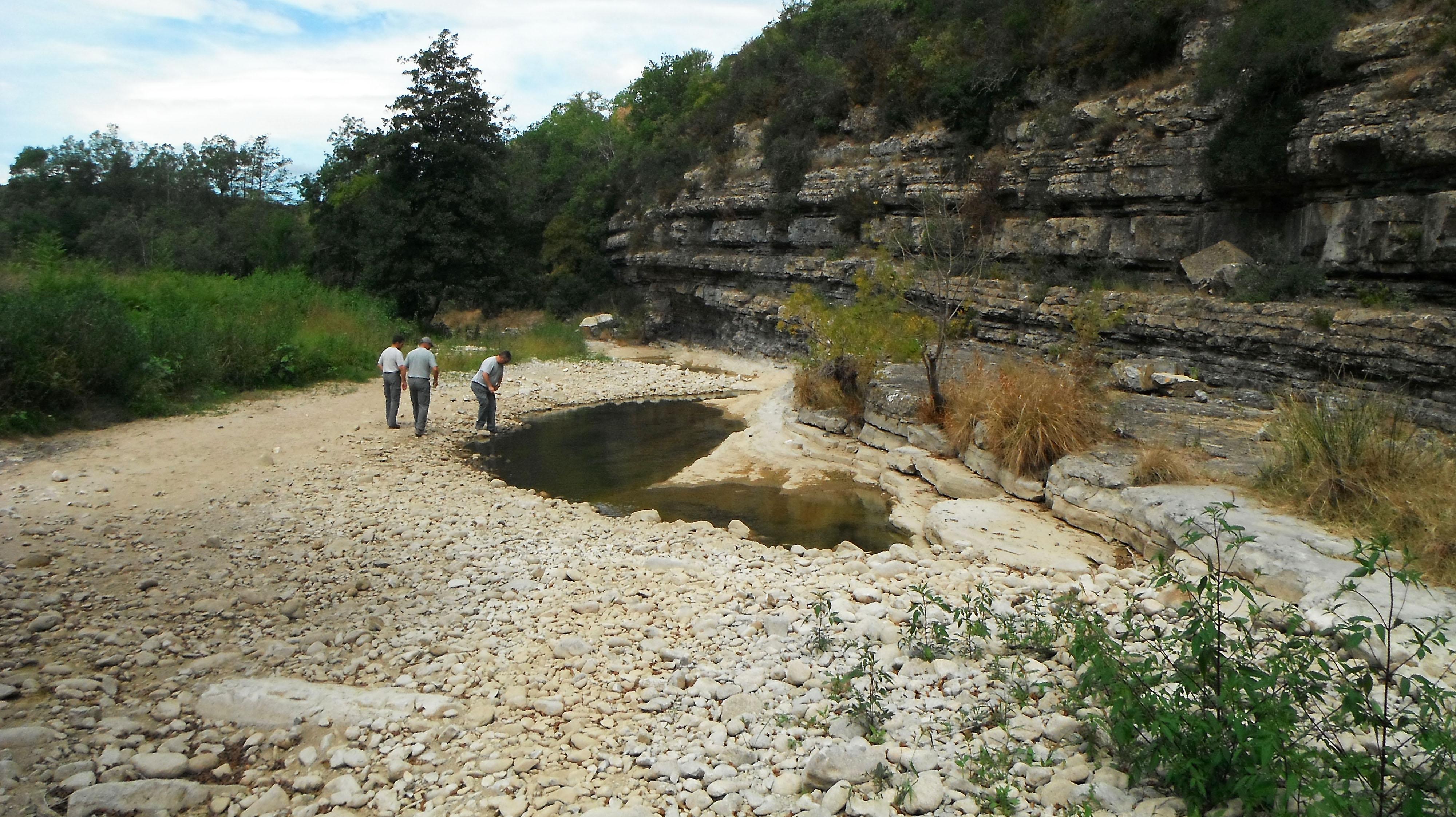 Étiage : rivière la Ligne à sec, Ardèche